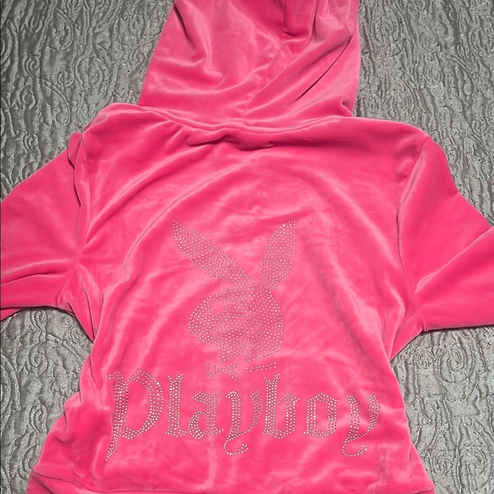 Vibrant Pink Zip-Up Hoodie with Rhinestone Detail